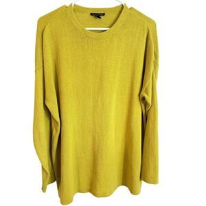 Eileen Fisher Size Small Petite Organic Cotton Sweater Lime Green Dolman Basic